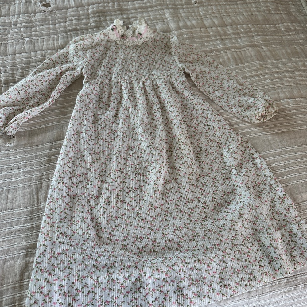 Vintage Floral Kids Nightgown - Pink and White